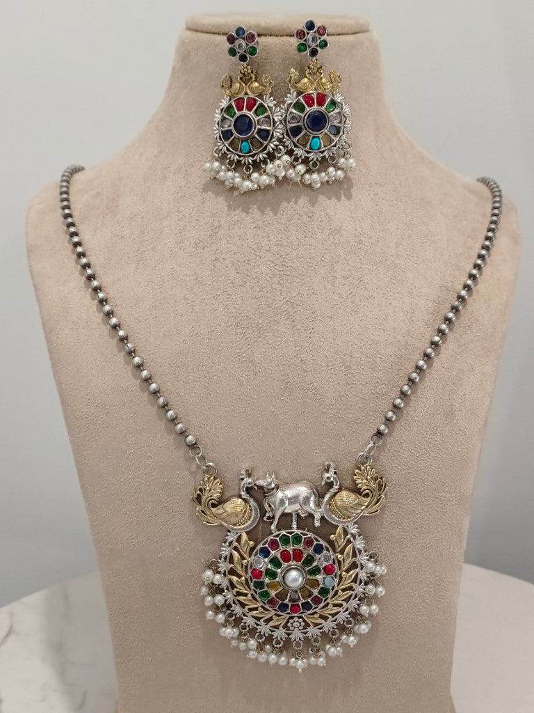 MULTI BRIELLE GERMAN SILVER JEWELLERY SET