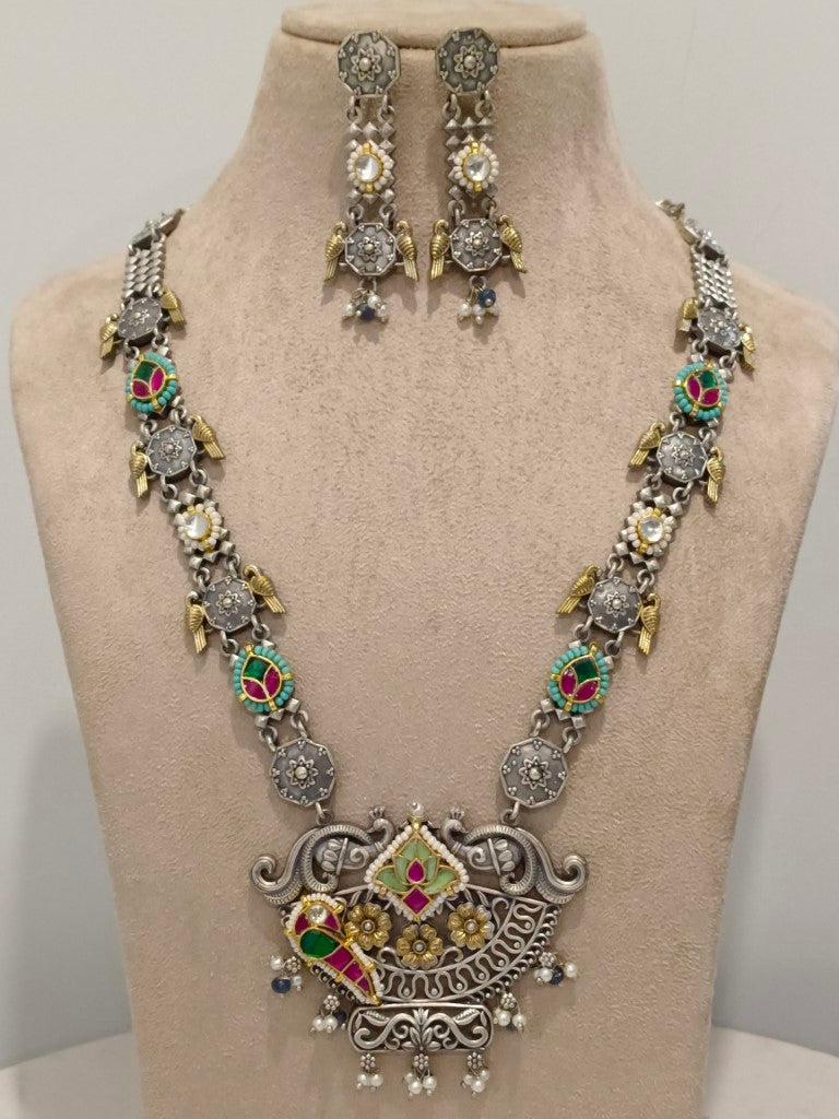 GREEN YUKA GERMAN SILVER JEWELLERY SET