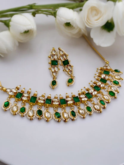 GREEN AYATEE JADAU JEWELLERY SET