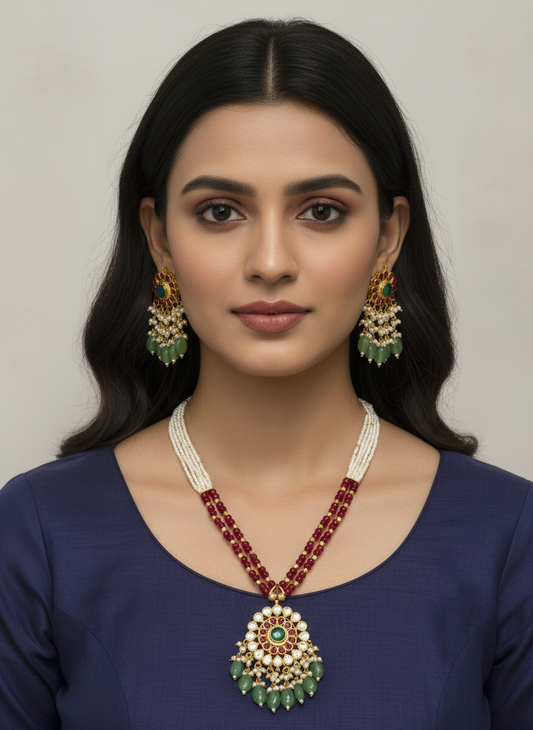 GREEN AAWANYA JADAU JEWELLERY SET