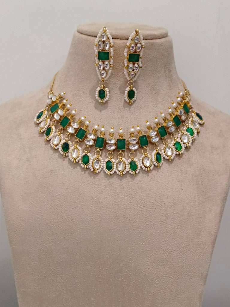 GREEN AYATEE JADAU JEWELLERY SET