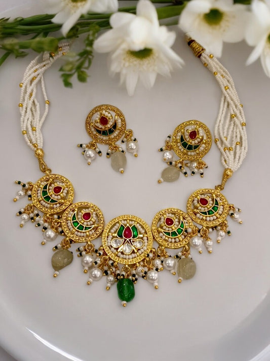 GREEN FIONA JADAU JEWELLERY SET