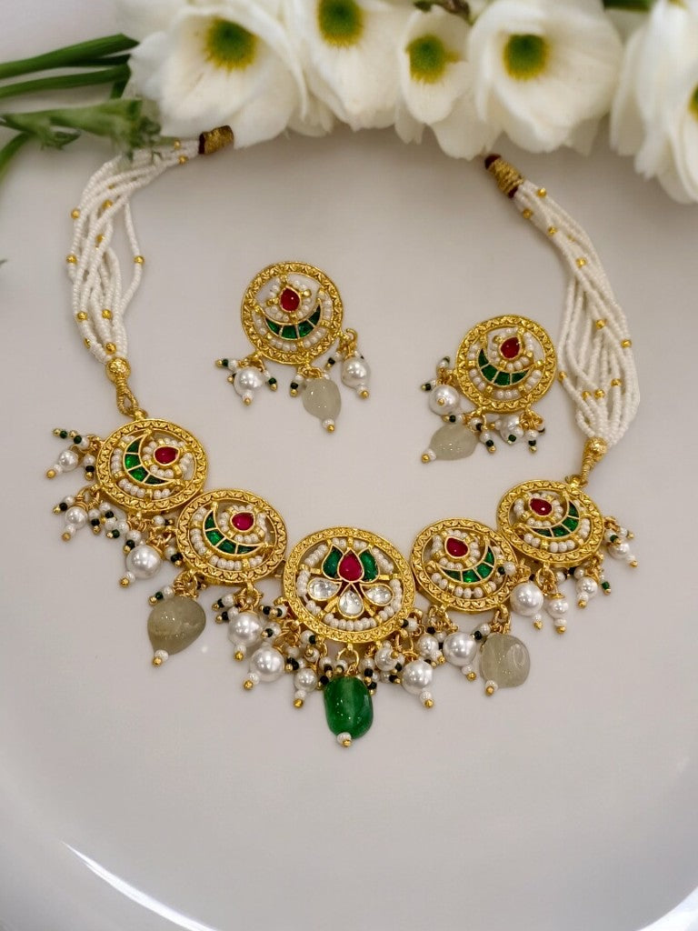 GREEN FIONA JADAU JEWELLERY SET