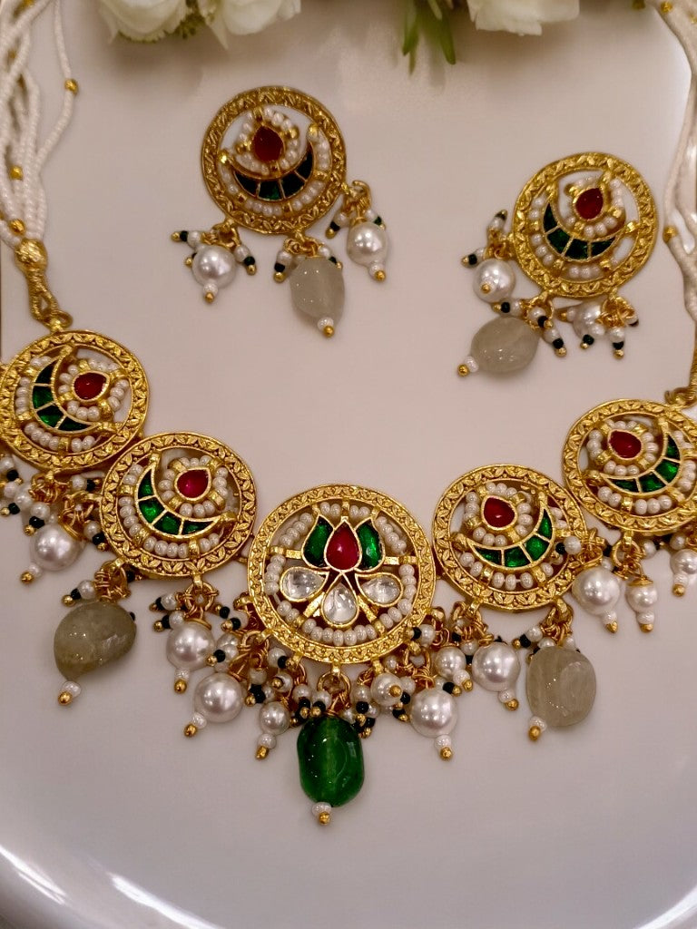 GREEN FIONA JADAU JEWELLERY SET