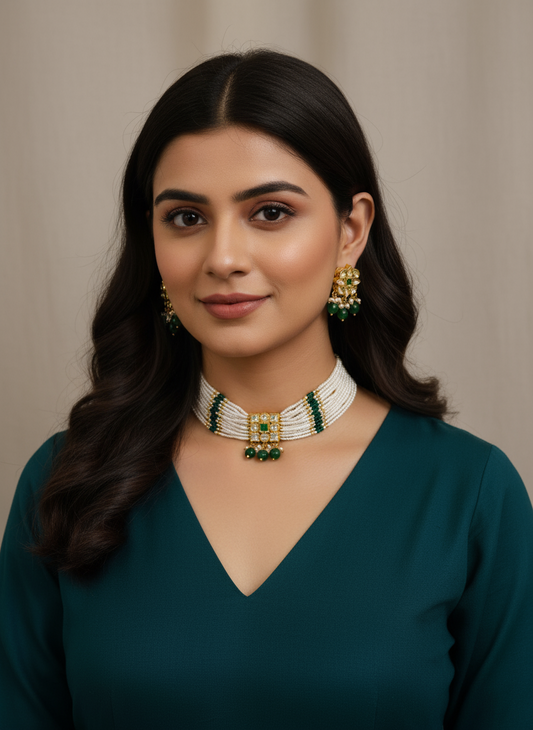 GREEN SCERLETTE JEWELLERY SET