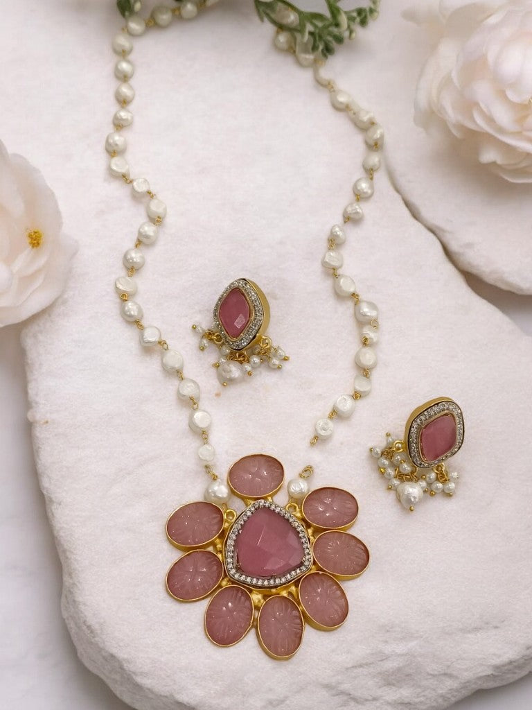 PINK AUSTINE MALA JEWELLERY SET