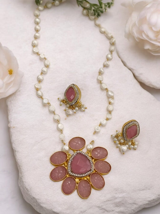 PINK AUSTINE MALA JEWELLERY SET