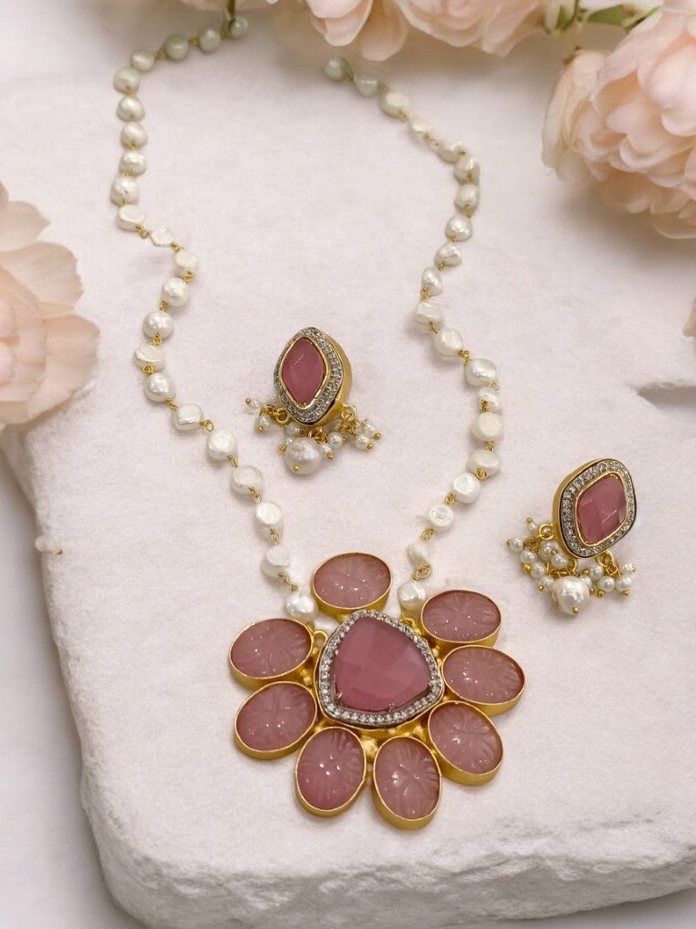 PINK AUSTINE MALA JEWELLERY SET