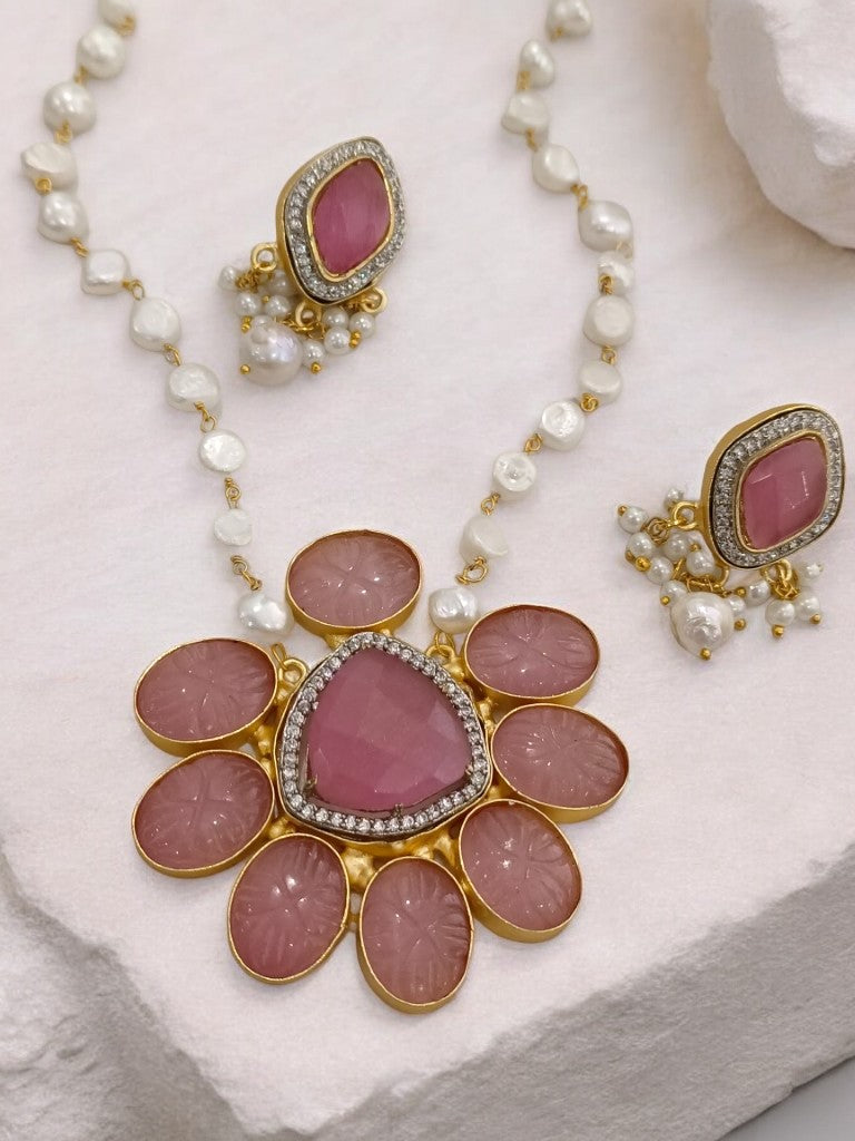 PINK AUSTINE MALA JEWELLERY SET
