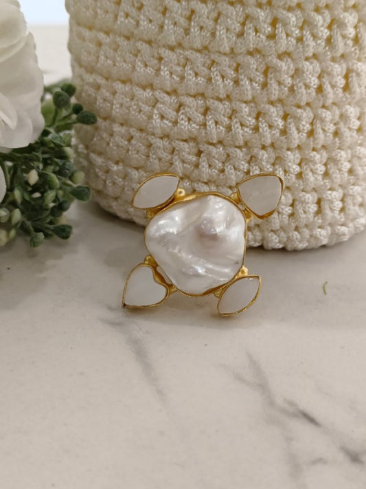 MOTHER OF PEARL RIVER SEMI PRECIOUS RING
