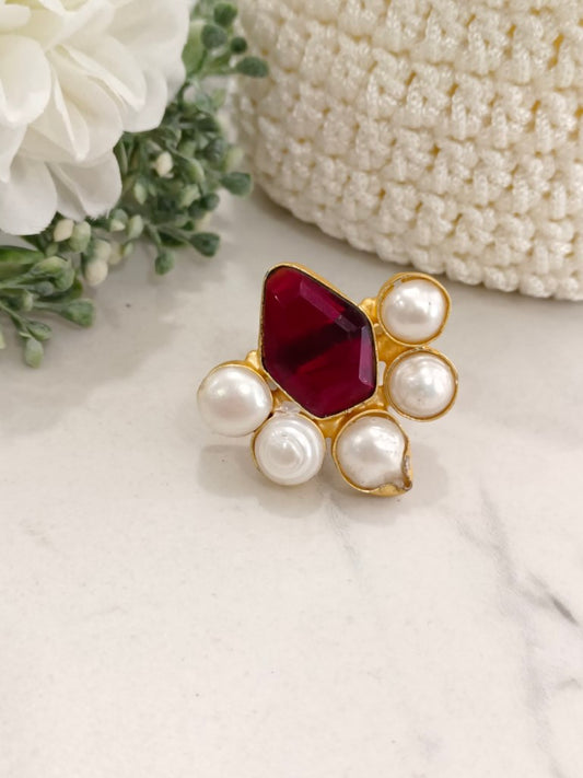 RED SUNNY SEMI PRECIOUS RING