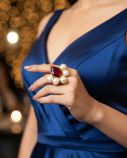 RED SUNNY SEMI PRECIOUS RING
