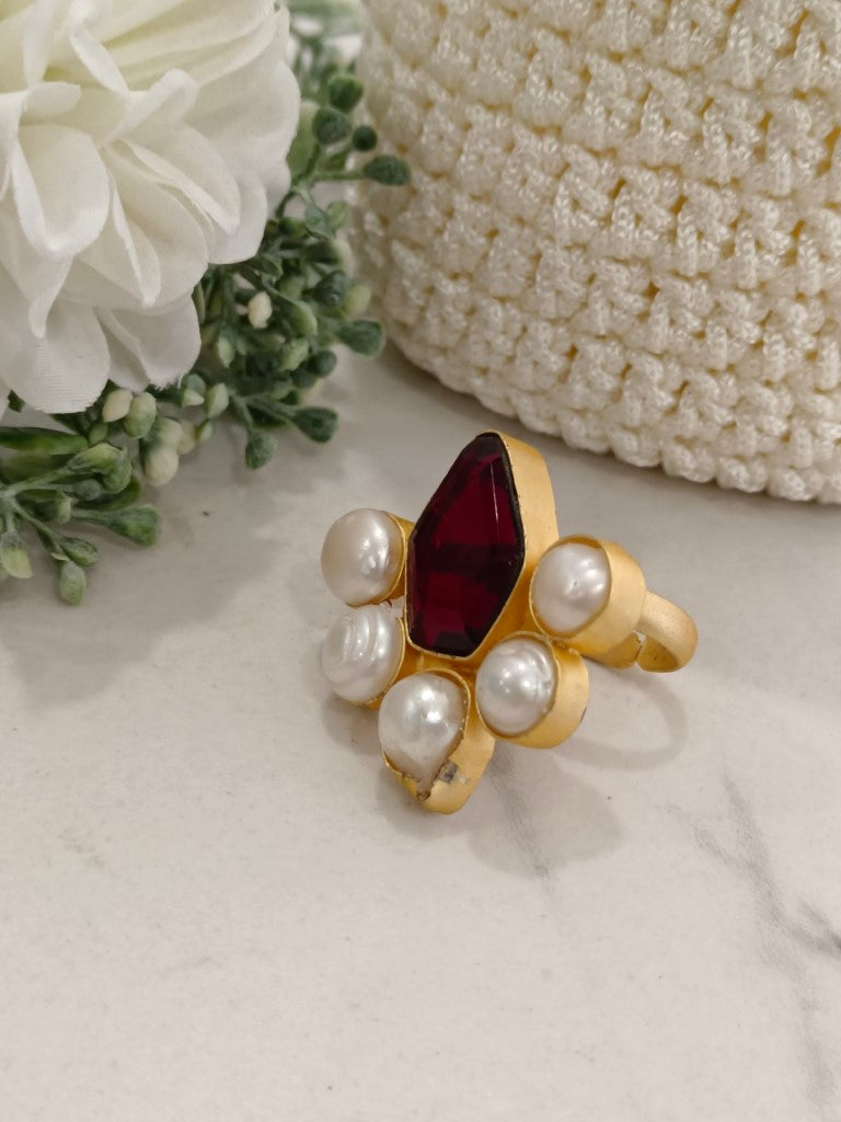 RED SUNNY SEMI PRECIOUS RING