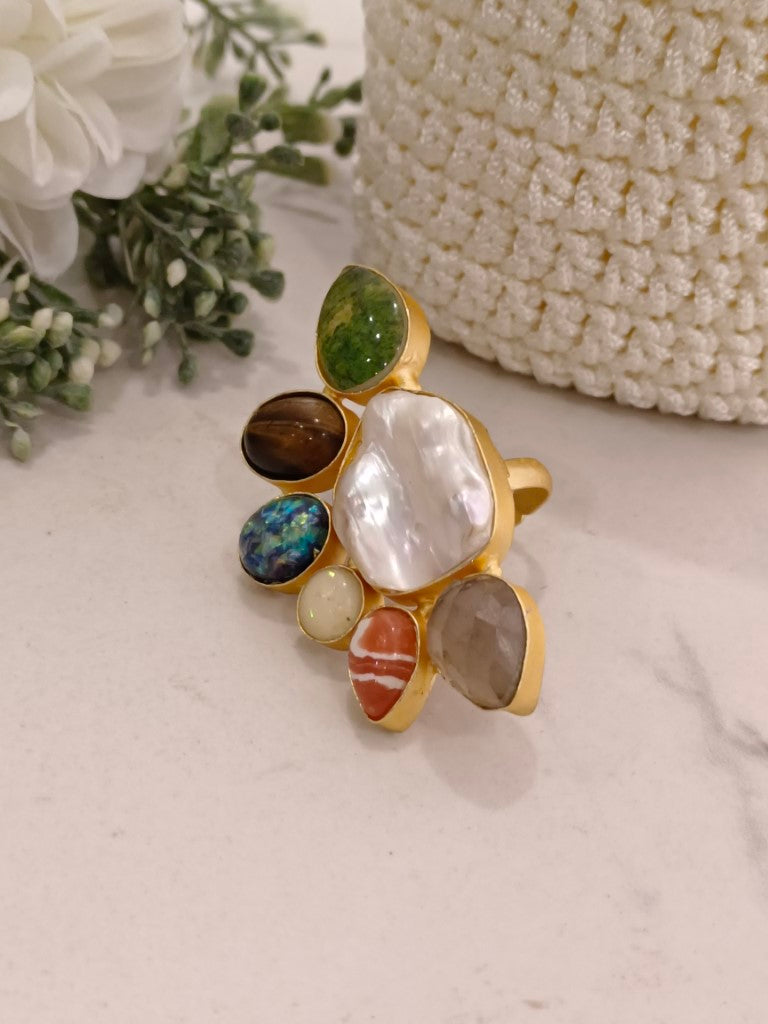 MULTI TEAGAN SEMI PRECIOUS RING