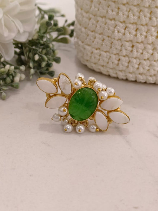 GREEN MAGNOLIA SEMI PRECIOUS RING