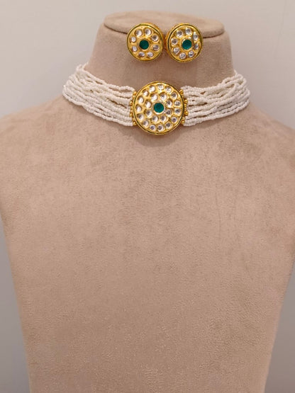 GREEN ROUND SHIVANI JEWELLERY SET