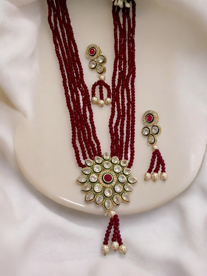 MAROON LEAH  JEWELLERY SET