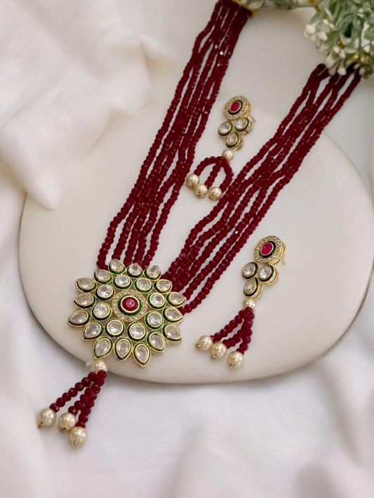 MAROON LEAH  JEWELLERY SET