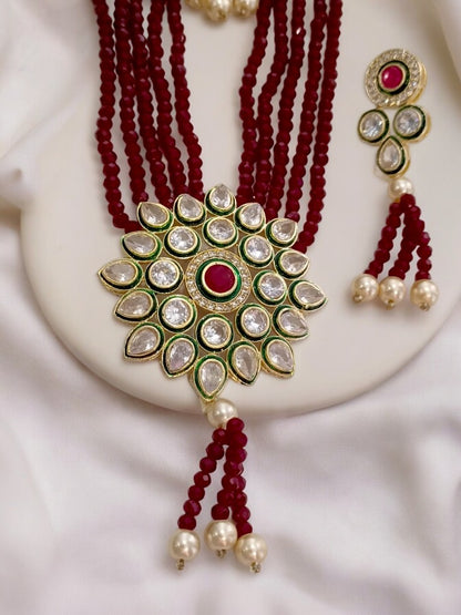 MAROON LEAH  JEWELLERY SET