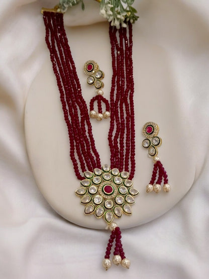 MAROON LEAH  JEWELLERY SET