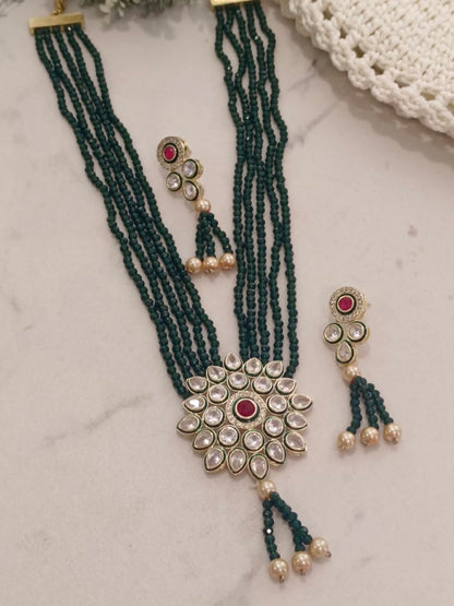 DARK GREEN LEAH JEWELLERY SET