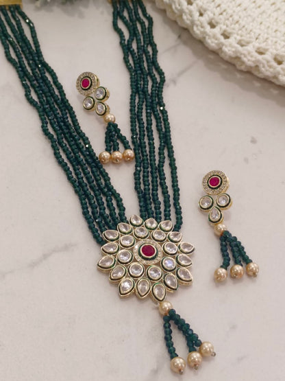 DARK GREEN LEAH JEWELLERY SET