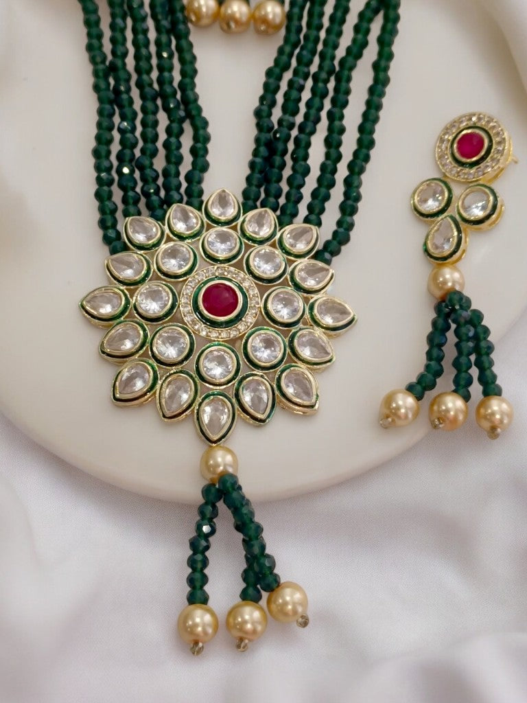 DARK GREEN LEAH JEWELLERY SET