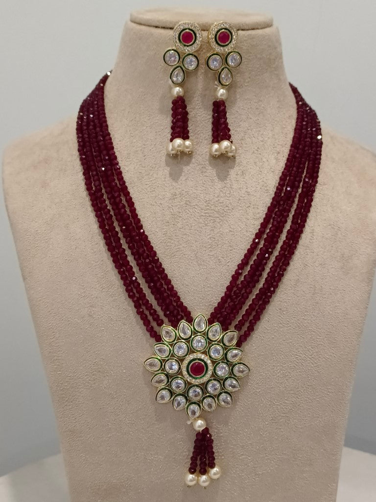 MAROON LEAH  JEWELLERY SET