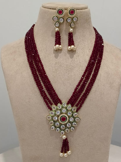MAROON LEAH  JEWELLERY SET