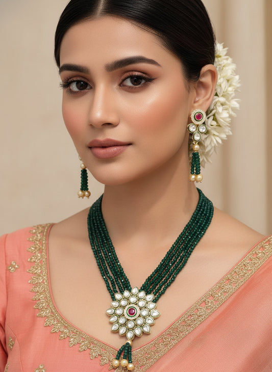 DARK GREEN LEAH JEWELLERY SET