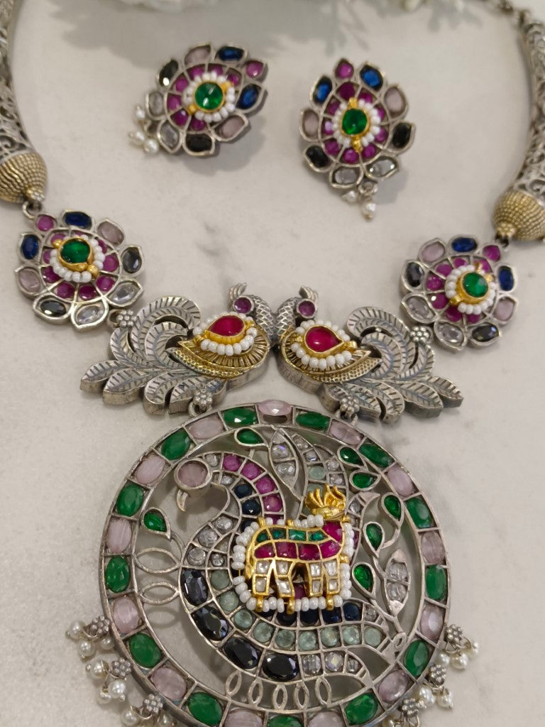 HIRAN AEDELE GERMAN SILVER JEWELLERY SET