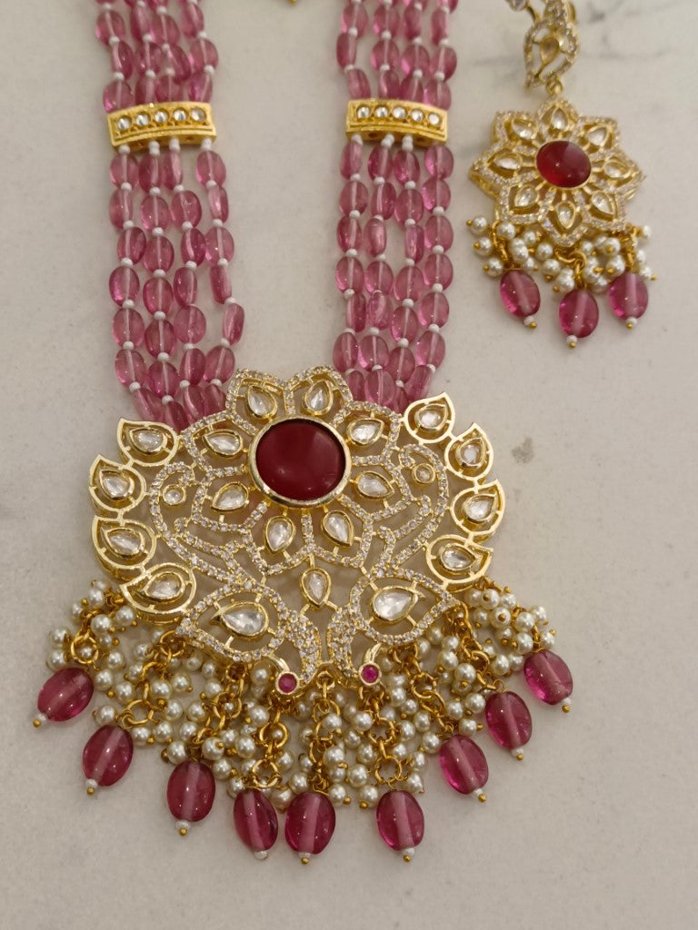 PINK ABHAYA JEWELLERY SET