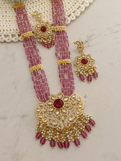PINK ABHAYA JEWELLERY SET