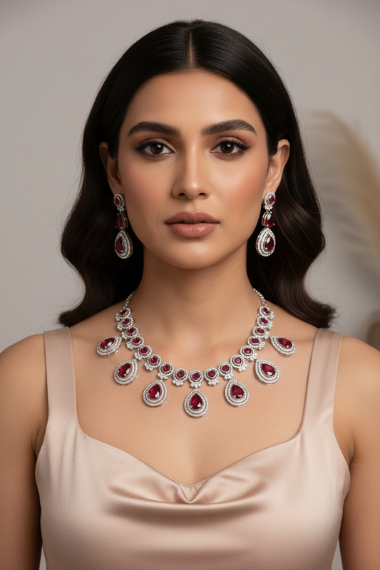 RED NAMYA DIAMOND JEWELLERY SET