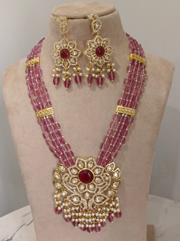 PINK ABHAYA JEWELLERY SET
