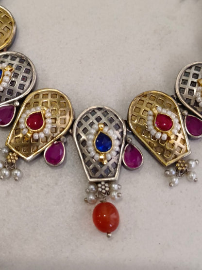 RUBY KIRTI GERMAN SILVER JEWELLERY SET