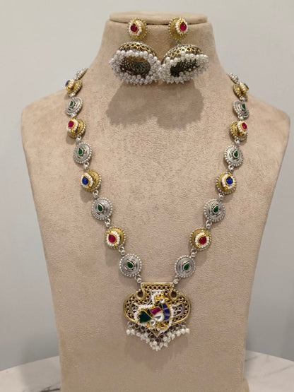 GREEN SKYLER GERMAN SILVER JEWELLERY SET