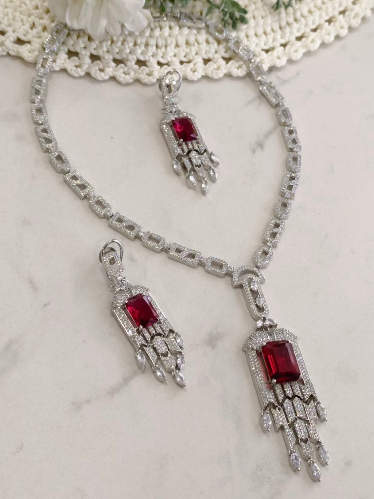 RED ARPANI ZIRCONIA JEWELLERY SET