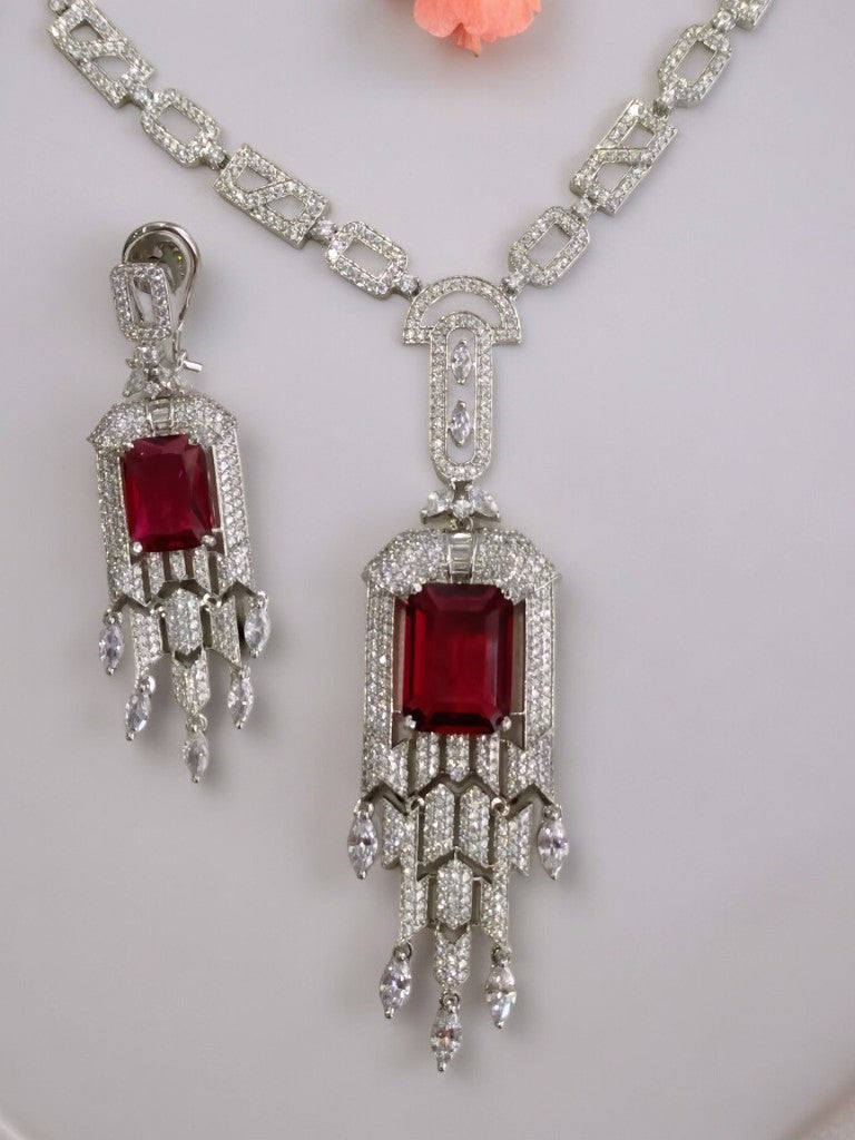 RED ARPANI ZIRCONIA JEWELLERY SET