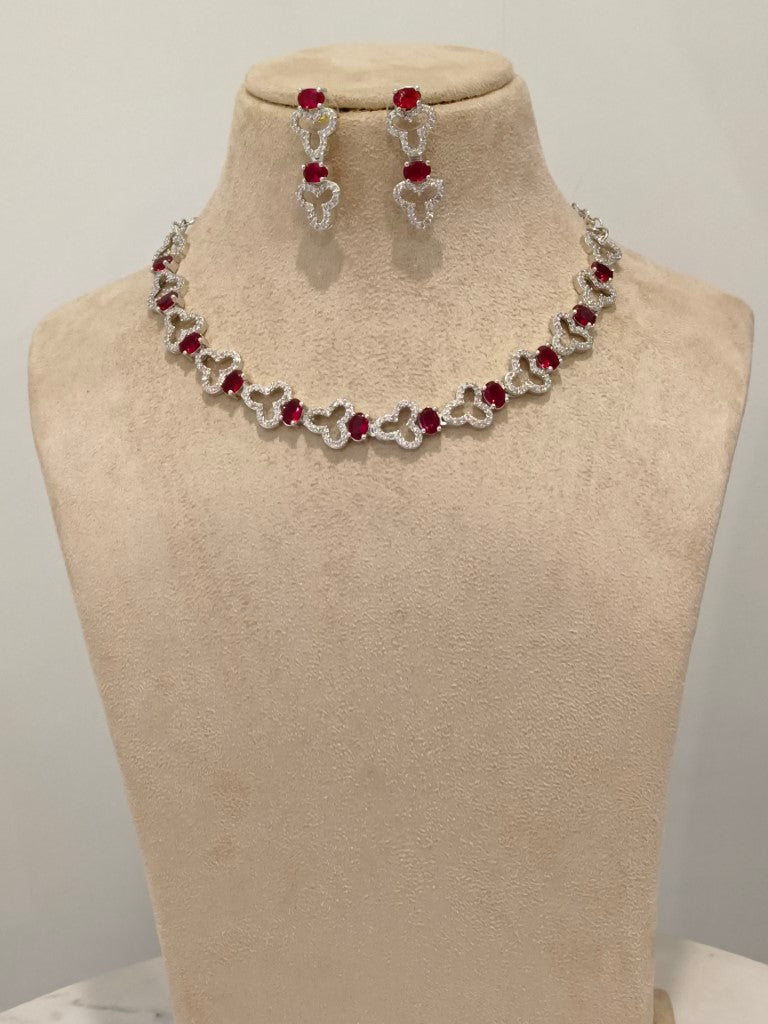 RED AANANDI ZIRCONIA JEWELLERY SET