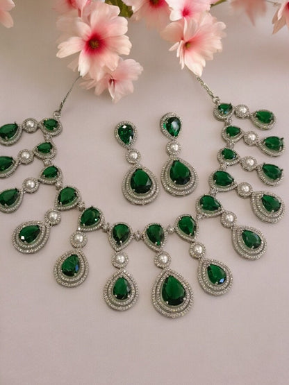GREEN VANYA ZIRCONIA JEWELLERY SET