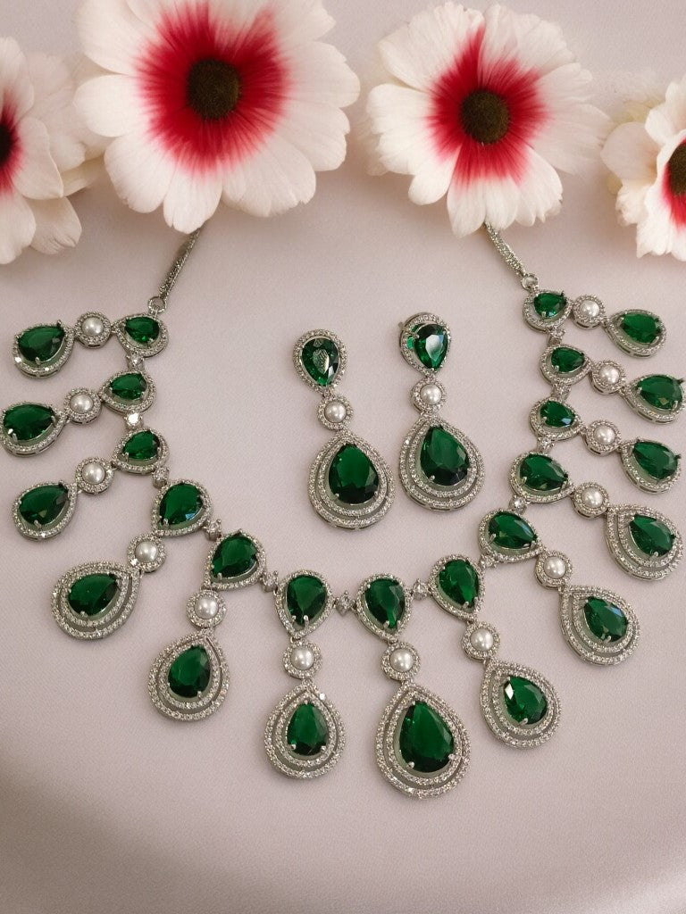 GREEN VANYA ZIRCONIA JEWELLERY SET