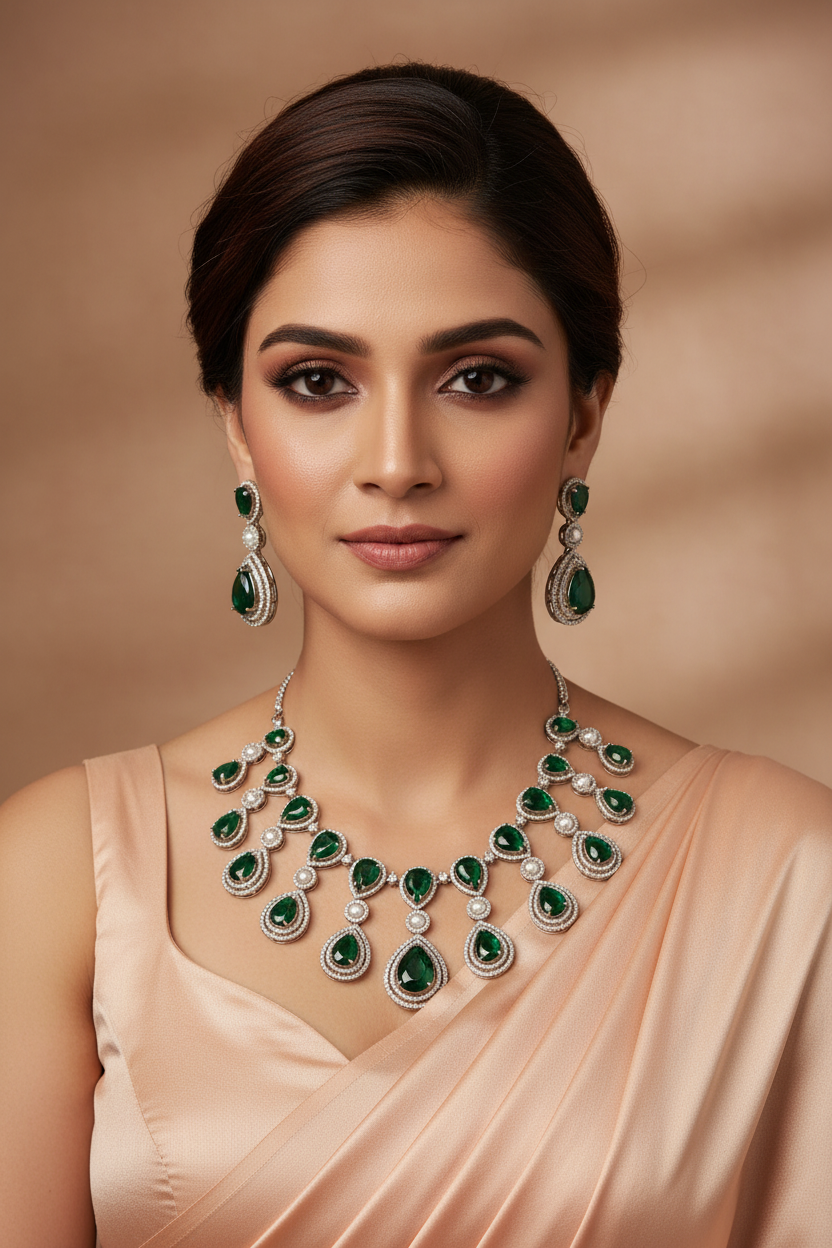 GREEN VANYA ZIRCONIA JEWELLERY SET