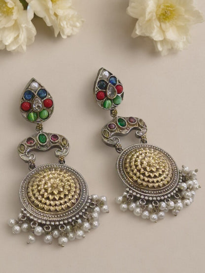 MULTI TANVI GERMAN SILVER EARRINGS