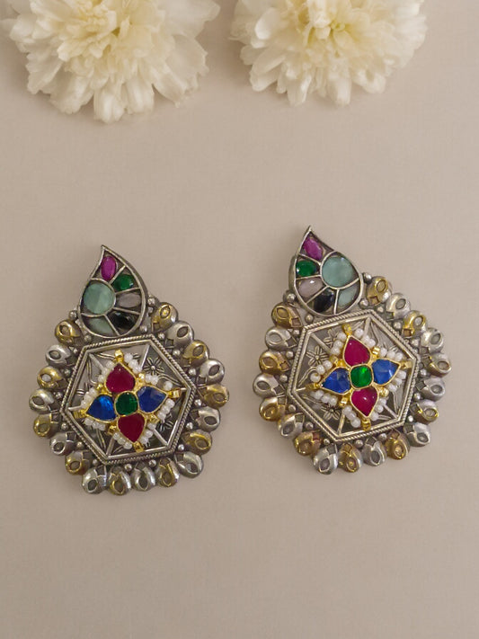 MULTI ANANYA GERMAN SILVER EARRINGS