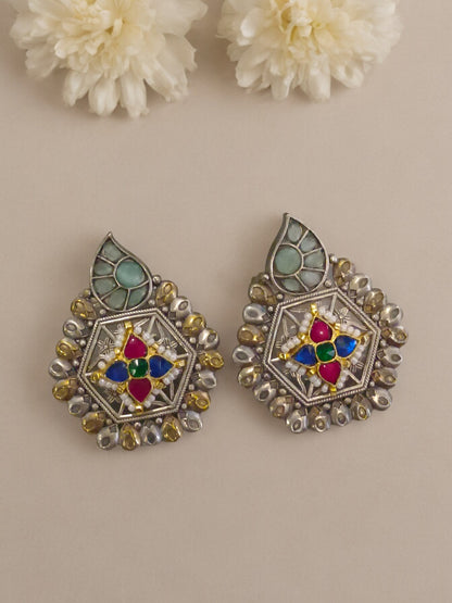 SEA BLUE ANANYA GERMAN SILVER EARRINGS