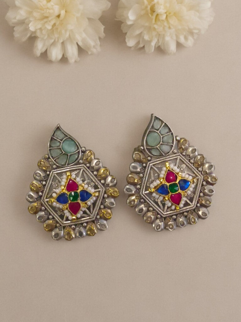 SEA BLUE ANANYA GERMAN SILVER EARRINGS