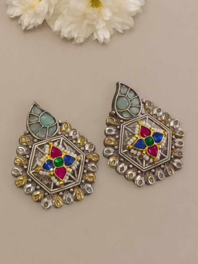 SEA BLUE ANANYA GERMAN SILVER EARRINGS