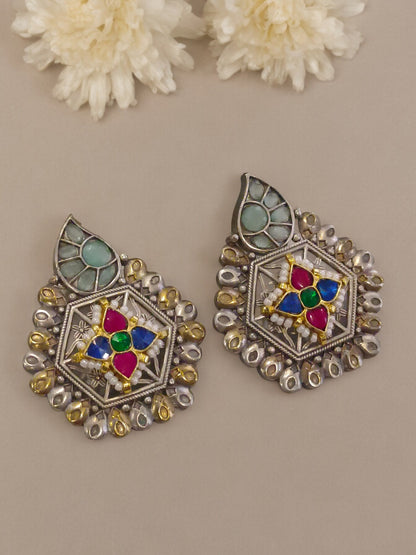 SEA BLUE ANANYA GERMAN SILVER EARRINGS
