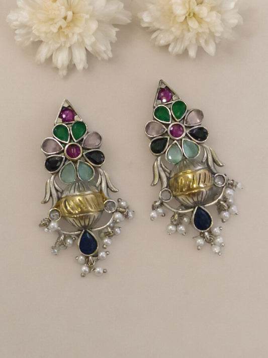 MULTI AMIYA GERMAN SILVER EARRINGS